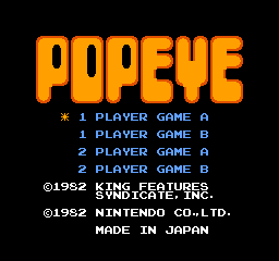 Popeye title screen for Famicom